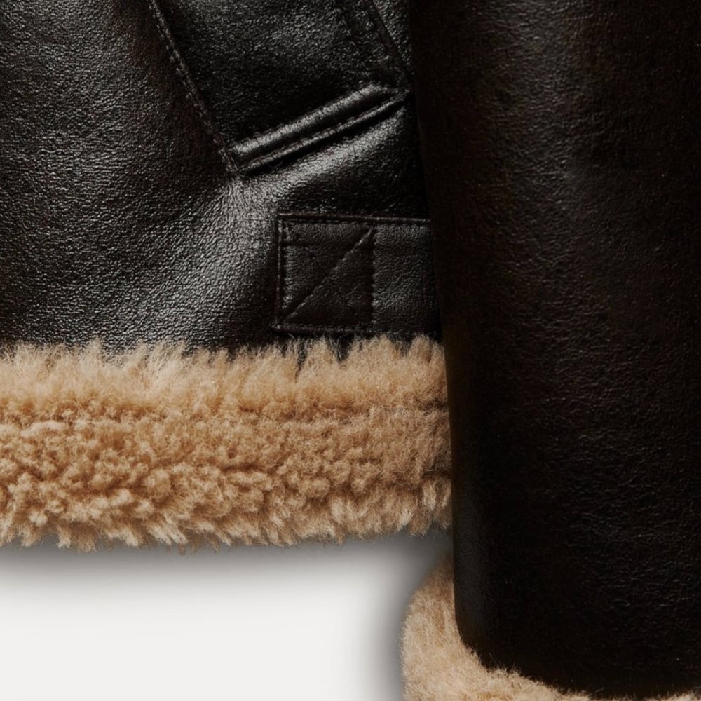 ZARA Women's Double Faced Biker Jacket(Brown, US M, L, XL / EUR M, L, XL) - Picture 9 of 15